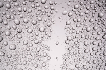 Drops of water on a transparent gray background.