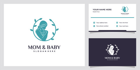 Mom and baby logo with modern style concept