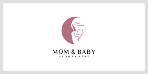 Mom and baby logo with negative space concept