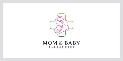 Mom and baby logo with unique concept