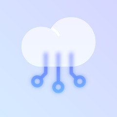 cloud computing glass morphism trendy style icon. cloud computing transparent glass color vector icon with blur and purple gradient. for web and ui design, mobile apps and promo business polygraphy