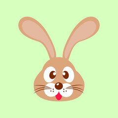 The head of a rabbit on a light green background. Rabbit. Easter symbol. Vector illustration. EPS 10.
