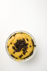 Cup cake chocolate chip on isolated white background