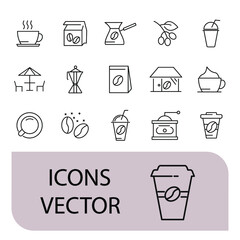 coffee icons set . coffee pack symbol vector elements for infographic web