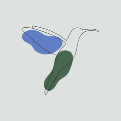 Fototapeta premium Hummingbird. One line drawing. Minimalism.
