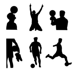 football, soccer player scores a goal, football world cup, golden ball, silhouette background