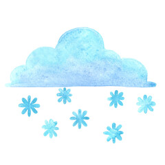 snowy day weather forecast sign watercolor illustration.