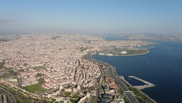 Historical Peninsula and Golden Horn in İstanbul from the air