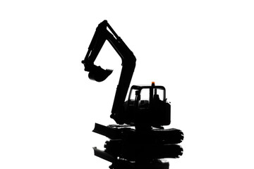 excavator model silhouette, isolated on white background