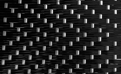 Closeup of rattan, Beautiful rattan texture surface , Black and white rattan pattern.