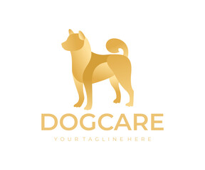 Dog, pets, veterinary and care behind pets, logo design. Animal, animal shelter and protection, pet shop, vector design and illustration