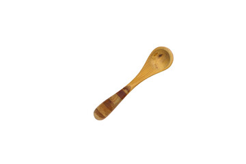 Used wooden spoon isolated on a white background