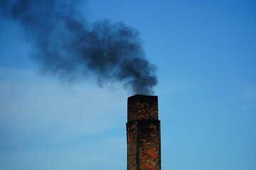 Old factory chimney of a brickyard in Amazon region of Brazil. The circular kiln is operated with...