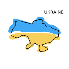 Vector illustration. Map of Ukraine in national colors. Blue and yellow color of the Ukrainian flag. Ukrainian victory. Stylish silhouette map.