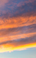 Vibrant colorful clouds in the sky at sunset