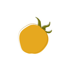 Vector lying yellow whole raw tomato. Hand drawn element. Fresh vegetable