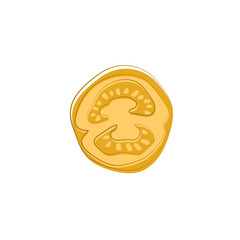 Doodle stylized yellow raw tomato. Simple illustration of fresh vegetable for salad