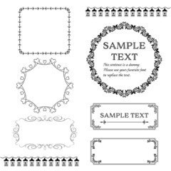 黒色のアンティーク調飾り枠イラスト素材