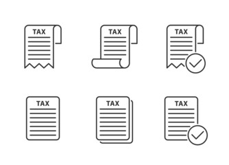 Tax form icon set. Income, credit sign. Vector illustration.