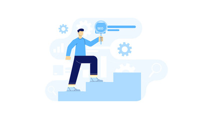 Flat illustration of Internet business SEO strategy
