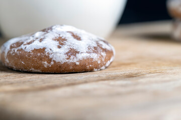 iced sugar gingerbread on a cutting board