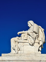 Marble statue at law building