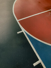 Red and blue basketball court