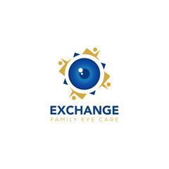 Fototapeta premium exchange family eye care logo ophthalmologist office vector in modern luxury style