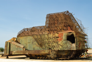 Destroyed tank of the Tamil Tiger terrorists