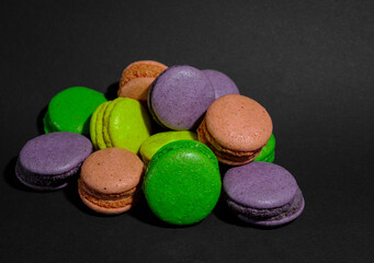 delicious colorful cakes. powdered macarons. Small French pastry. french macarons. Dessert macarons