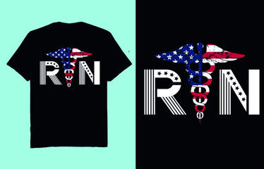 Nurse caduceus american flag- t shirt design vector