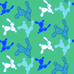 Vector seamless half-drop pattern, with cactus
