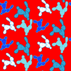 Vector seamless half-drop pattern, with cactus