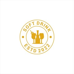 soft drink cafe logo design.bottle glass winery vector