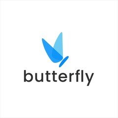 beautiful blue butterfly logo design