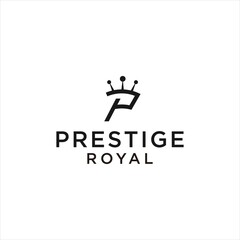 prestige logo design. letter p royal crown vector