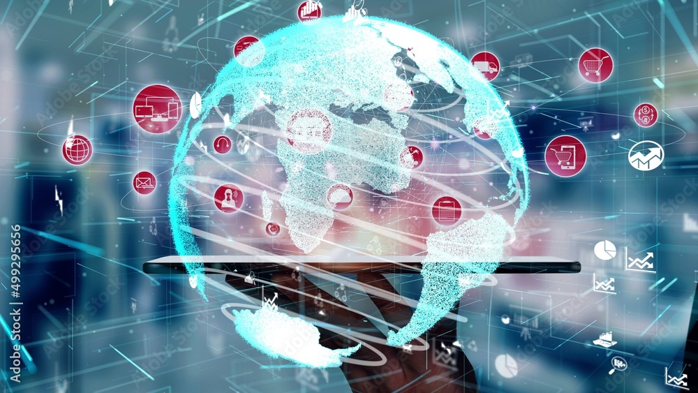 Aufkleber conceptual people network linking and connection . 3d render computer graphic .