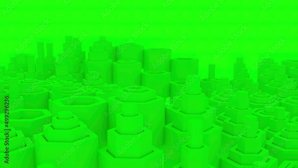 Poster 3d columns move in waves. design. columns of different sizes move in waves on isolated background. m