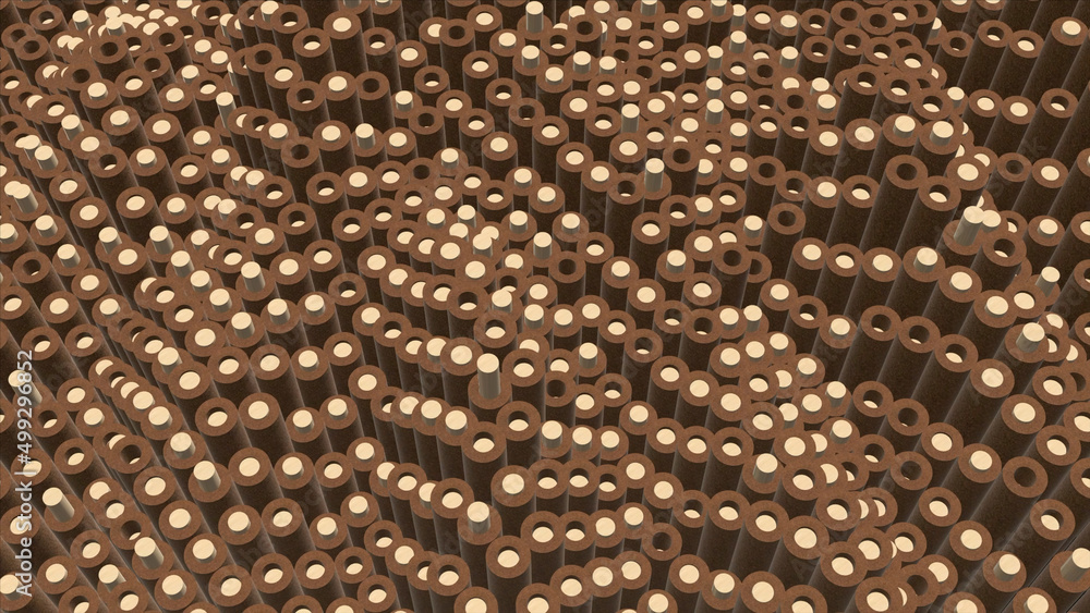 Poster background of animated tubes creating colorful wavy texture, seamless loop. motion. up and down moti