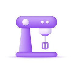 3D Mixer isolated on white background. Kitchen concept. Stand Food Mixer. Can be used for many purposes.