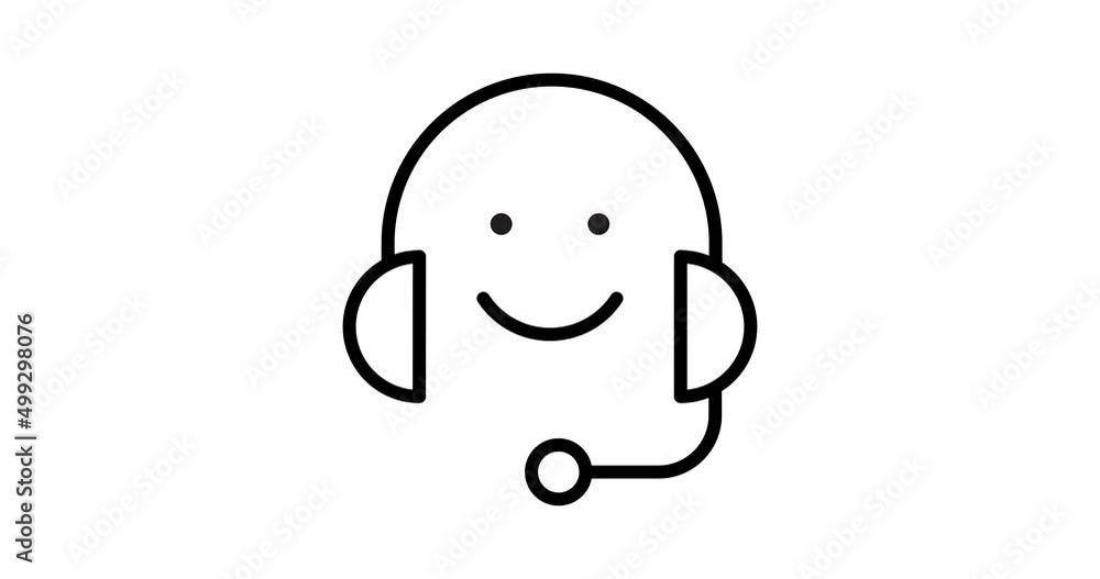 Poster support service animated outline icon. support service line icon 4k motion design for web design, mo