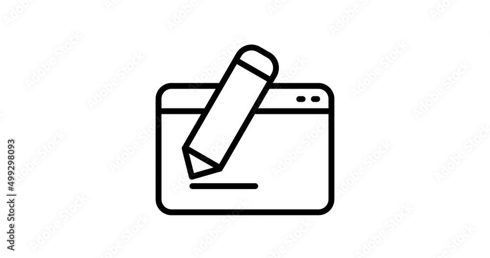 Poster write post animated outline icon. write post line icon 4k motion design for web design, mobile apps,
