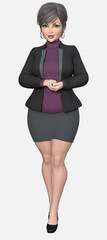 Beth is a middle-aged gray-haired professional woman. She is a 3D illustration cartoon character model render on an isolated white background