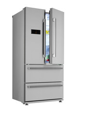 Fototapeta premium Open door refrigerator, freezer