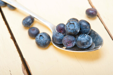 fresh blueberry on silver spoon