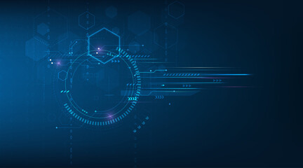 digital business, vector tech circle and technology background.