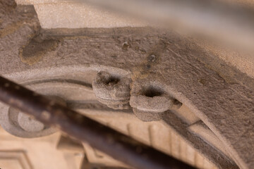 restoration of an old italian castle with scaffolding