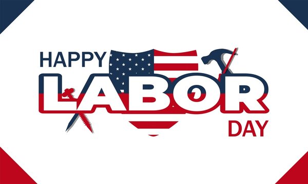 Red Blue Vector Design Happy Labor Day, 1st of MAY, Vector Background Illustration and Text. Perfect Color Combination Design.