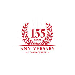 155 years celebrating anniversary logo. 155th years anniversary design template. Vector and illustration. 