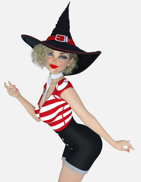 Jenna is a young blonde female witch - a 3D illustration character model render on an isolated background.